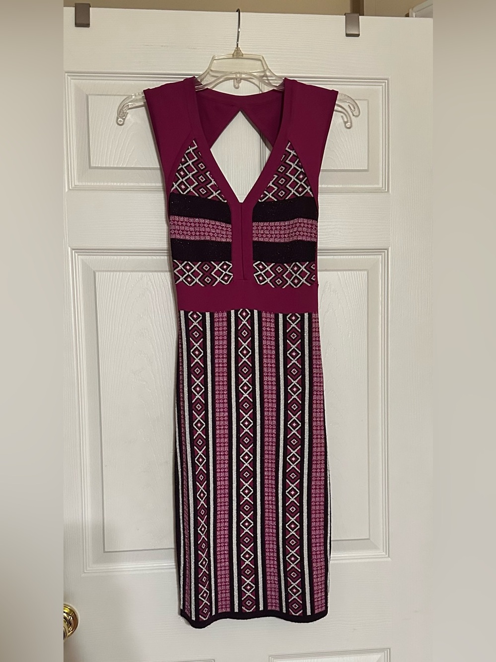 Sleeveless Pink Geometric bandage Mini Dress